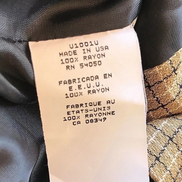 Vtg Jones New York Plaid Buttoned Blazer Jacket Career Tan Brown Size Petite 8 - Picture 5 of 6